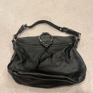 Isabella Fiore Black Leather Hobo Bag